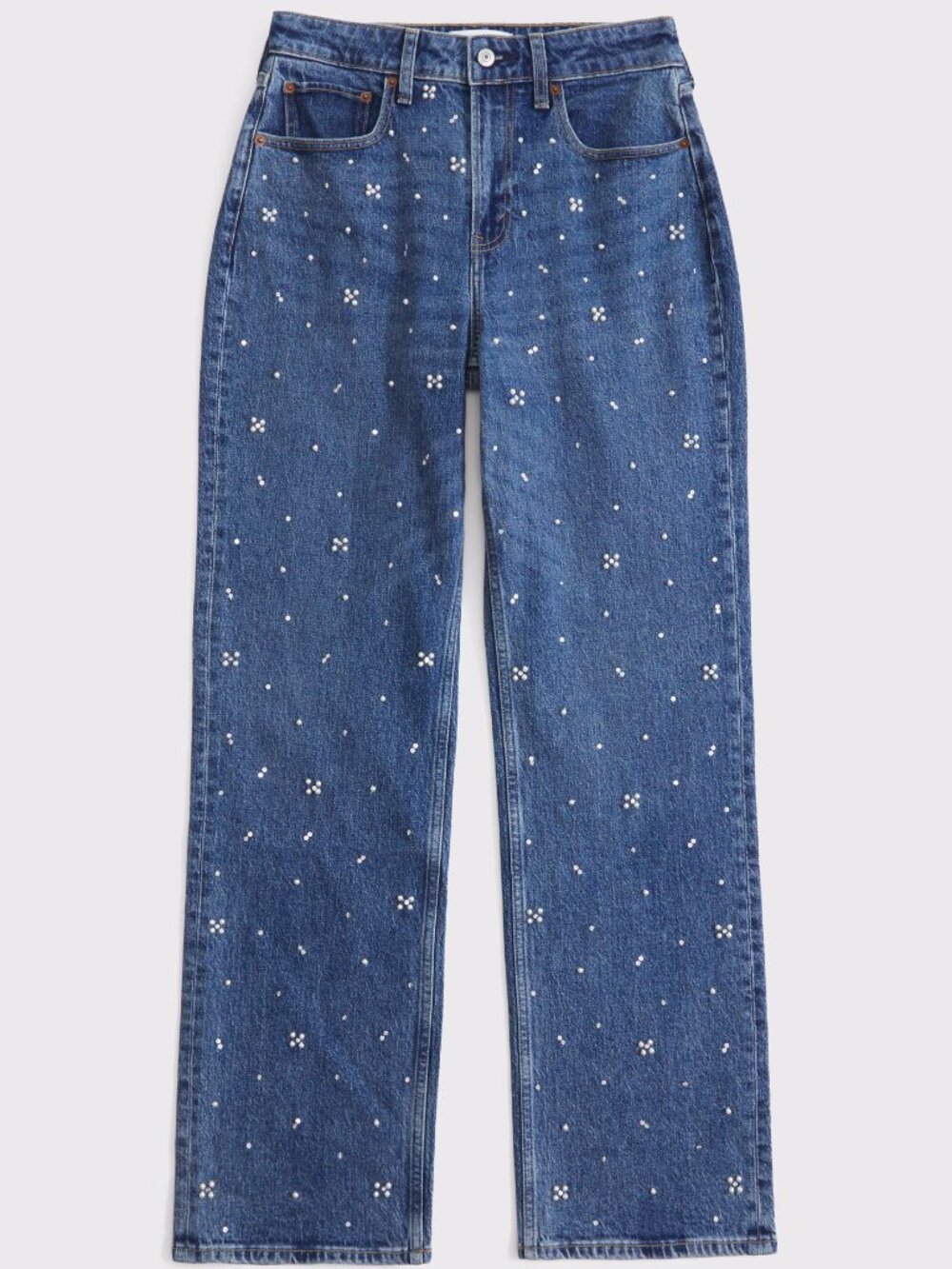 Abercrombie & Fitch Curve Love High Rise 90s Relaxed Pearl Embellished Jean 25/0